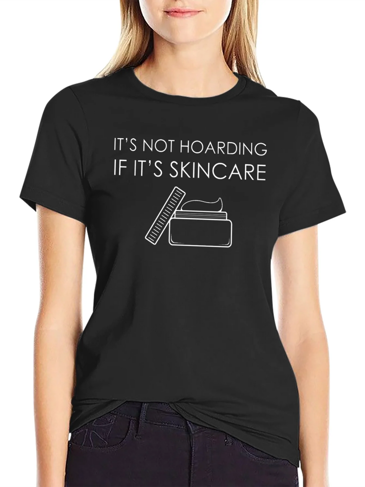 Skincare Hoarding Graphic Tee - Black Cotton T-Shirt