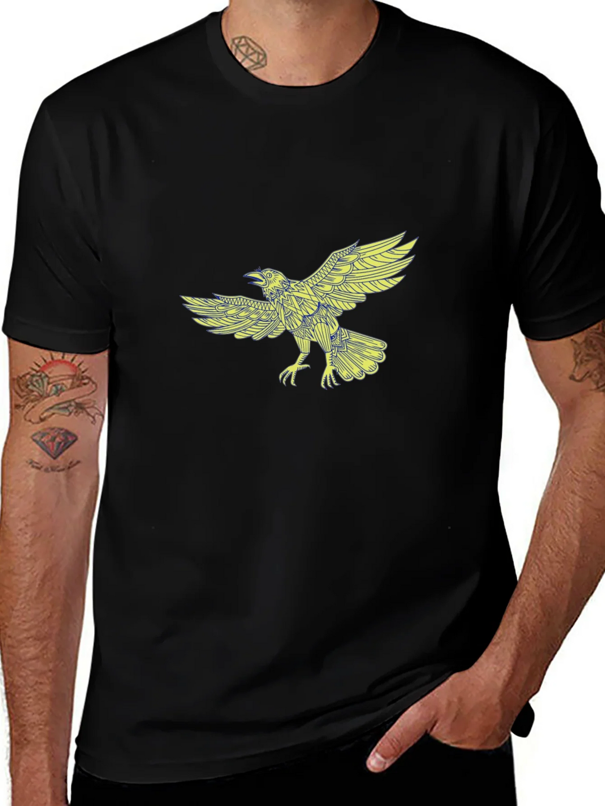 Raven Graphic Print Black T-Shirt