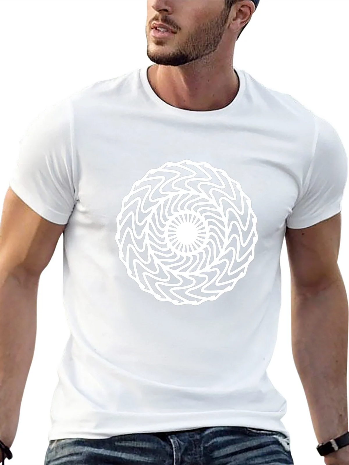 Abstract Optical Illusion Graphic Tee - Black