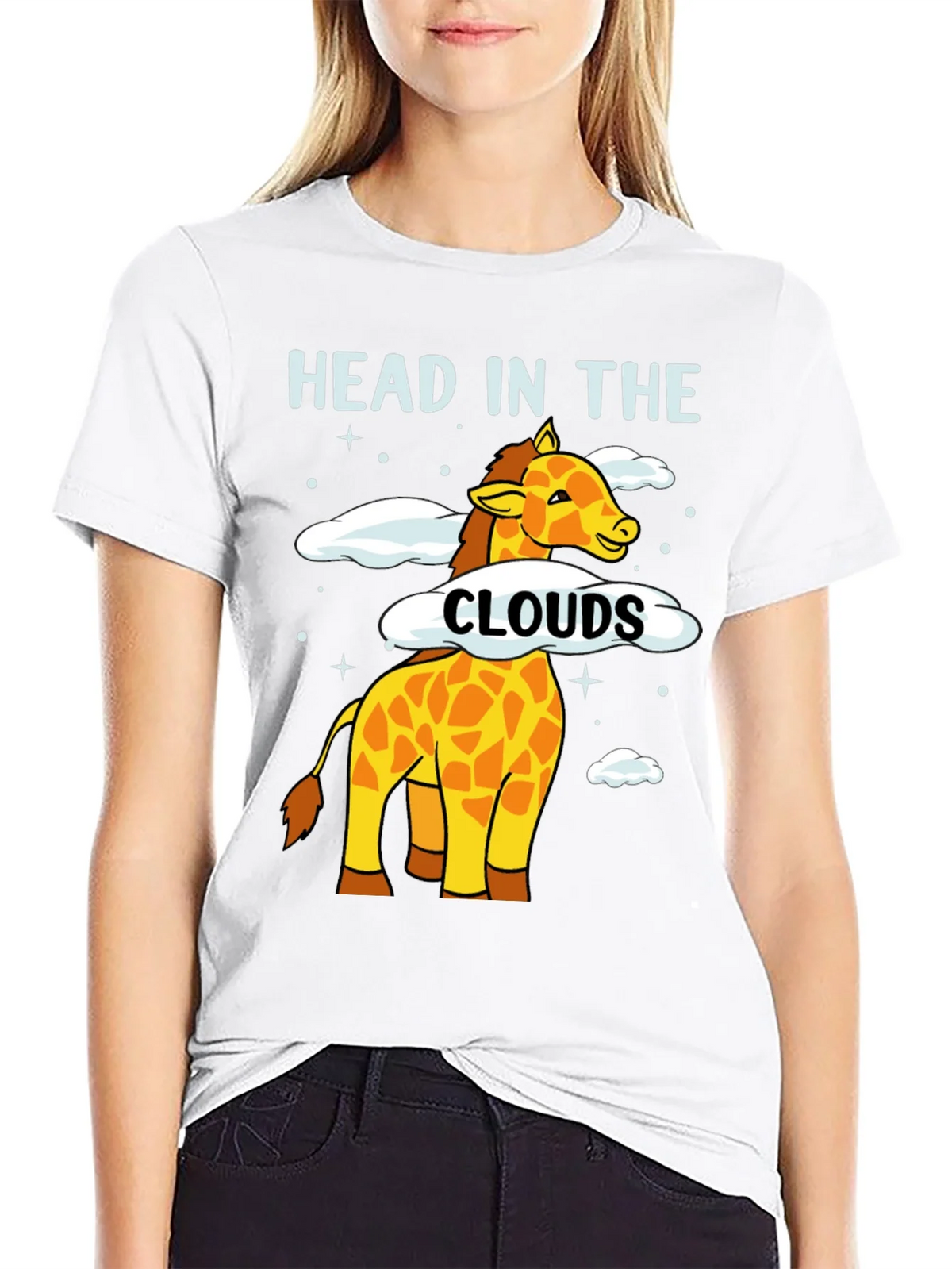 Head in the Clouds Giraffe Graphic T-Shirt