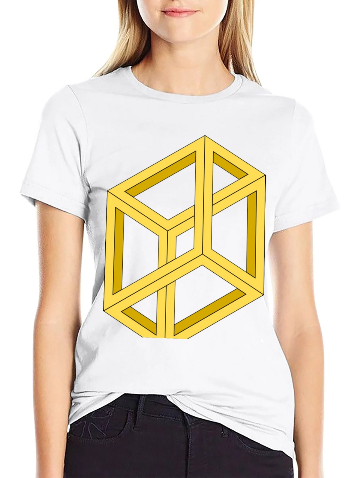 Optical Illusion Cube Graphic Tee - Black