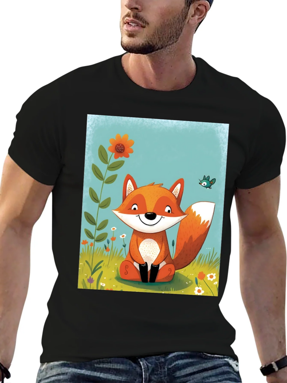 Fox Graphic Tee - Whimsical Cartoon Style
