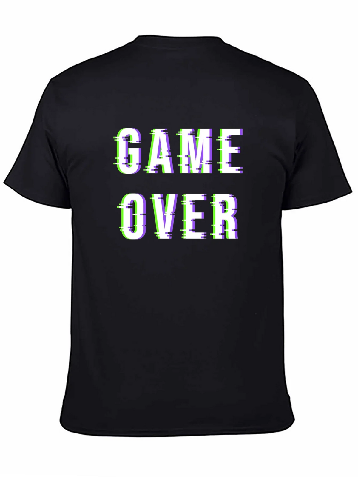 Game Over Glitch Style Black T-Shirt