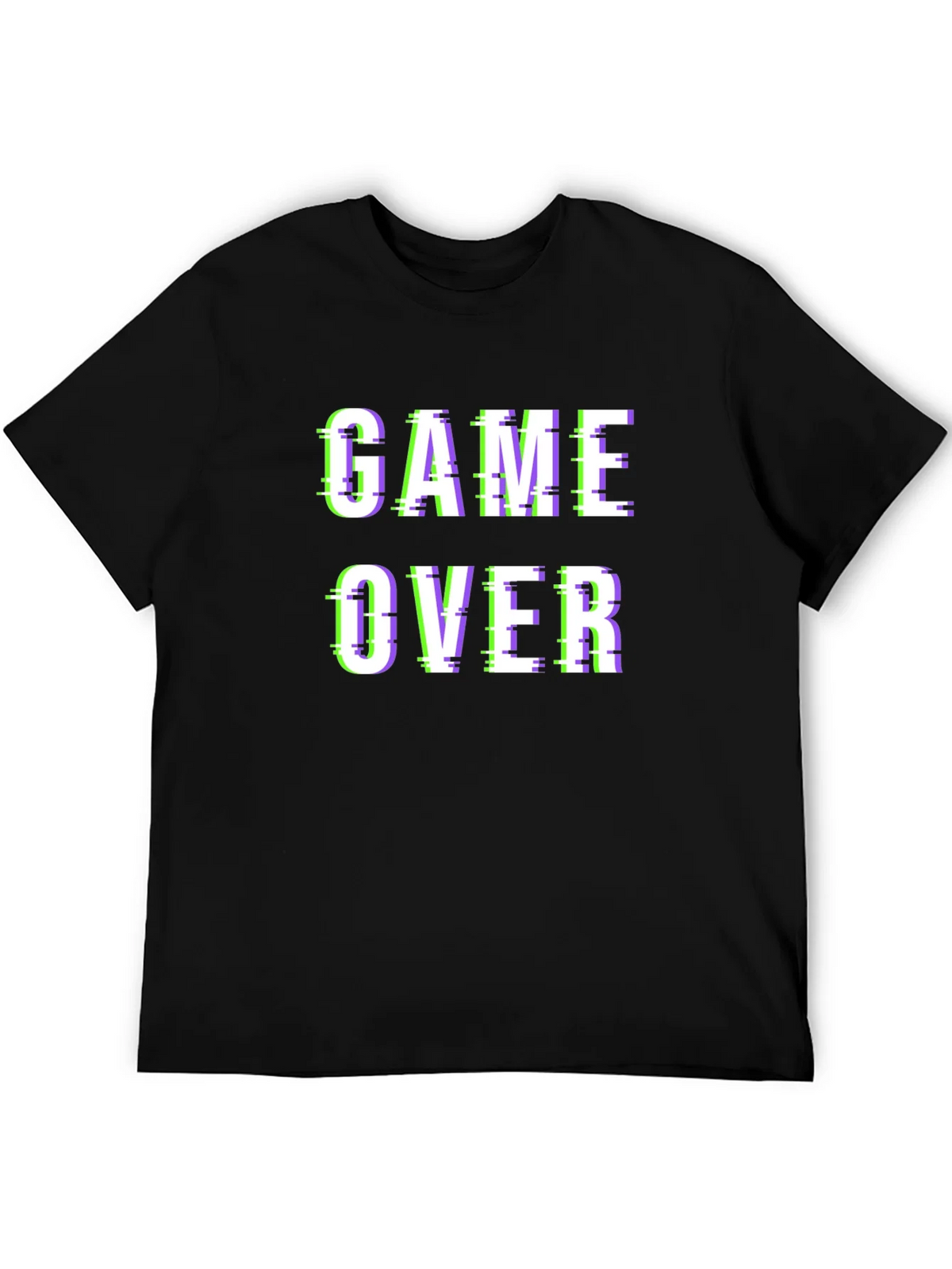 Game Over Glitch Style Black T-Shirt