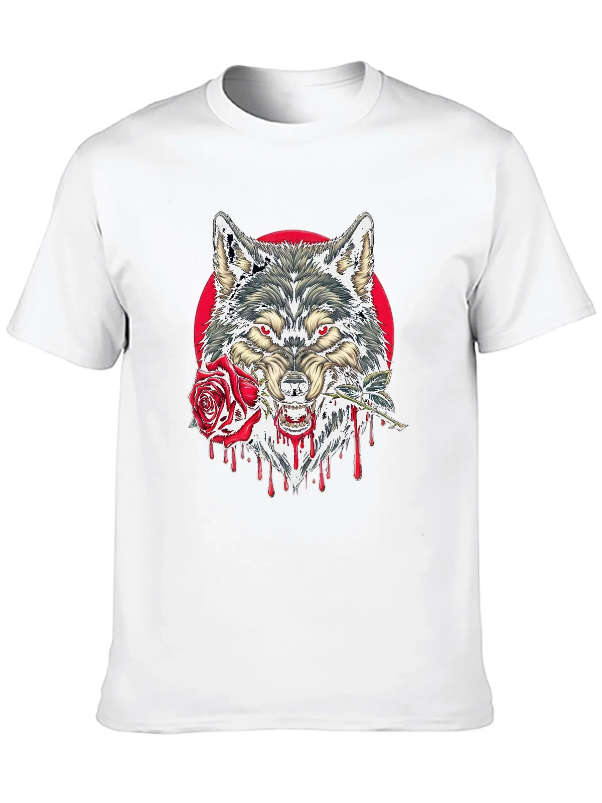 Wolf and Rose Graphic Tee - Mens Black T-Shirt