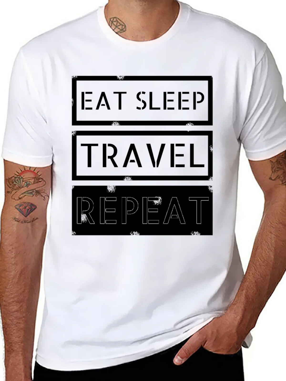 Eat Sleep Travel Repeat Graphic Tee
