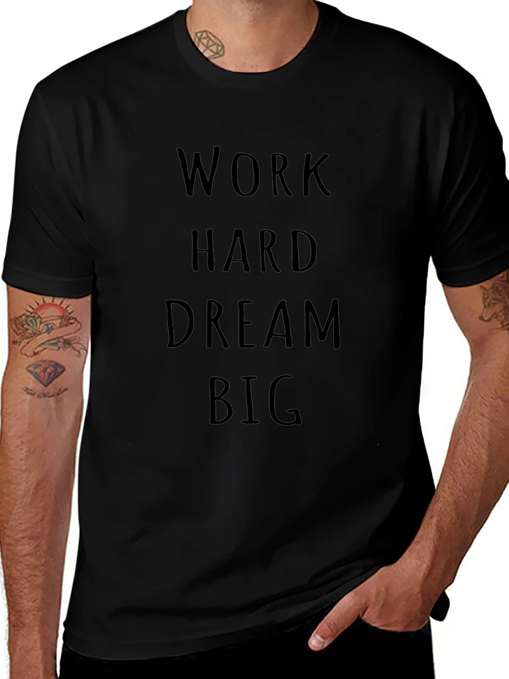 Motivational Work Hard Dream Big Black T-Shirt