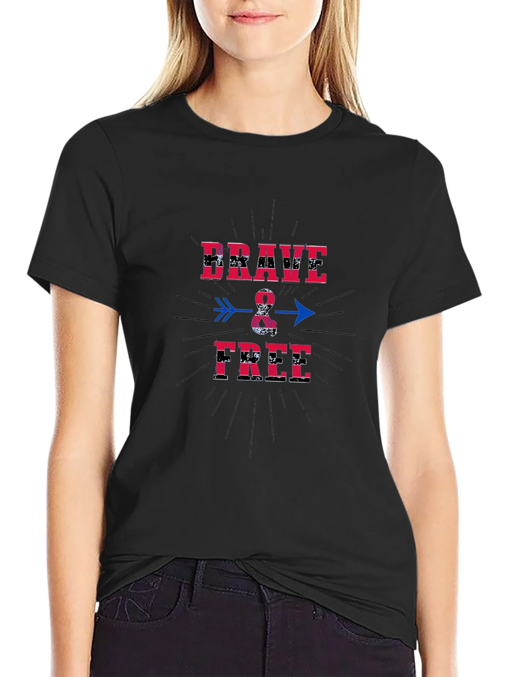 Brave & Free Graphic T-Shirt - Patriotic Design