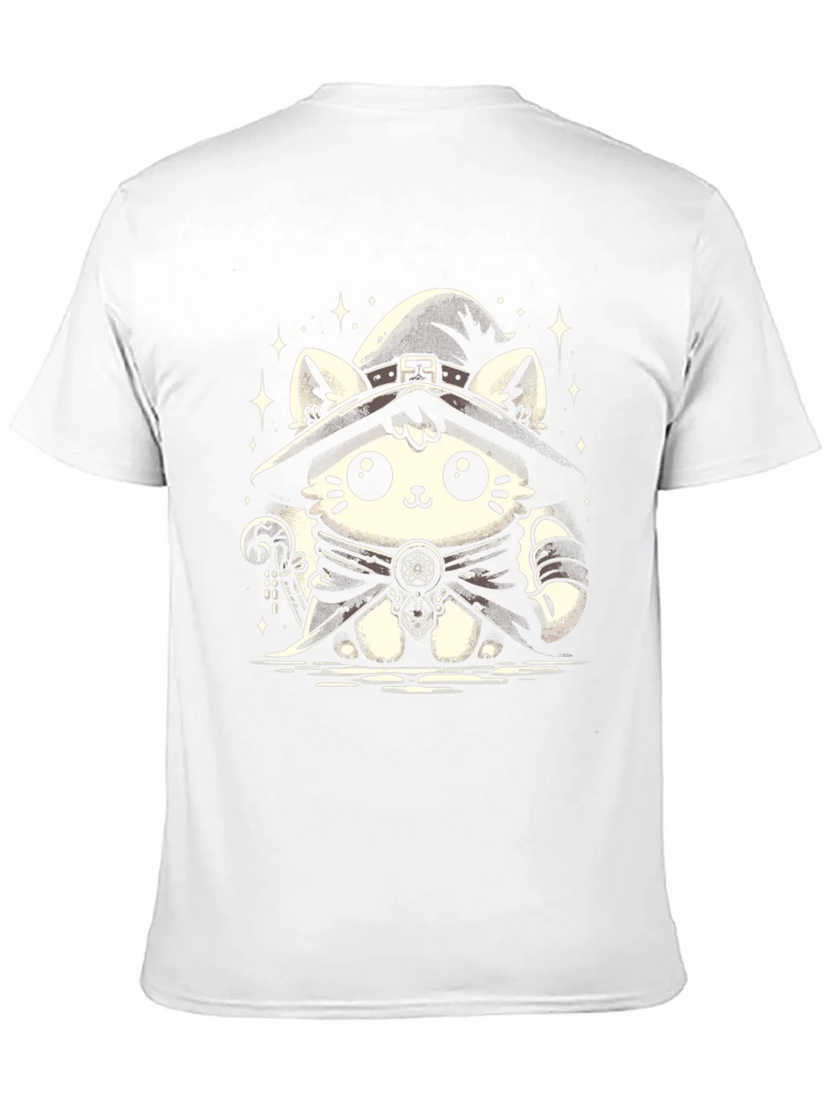 Witch Cat Graphic Tee - Black Cotton T-Shirt