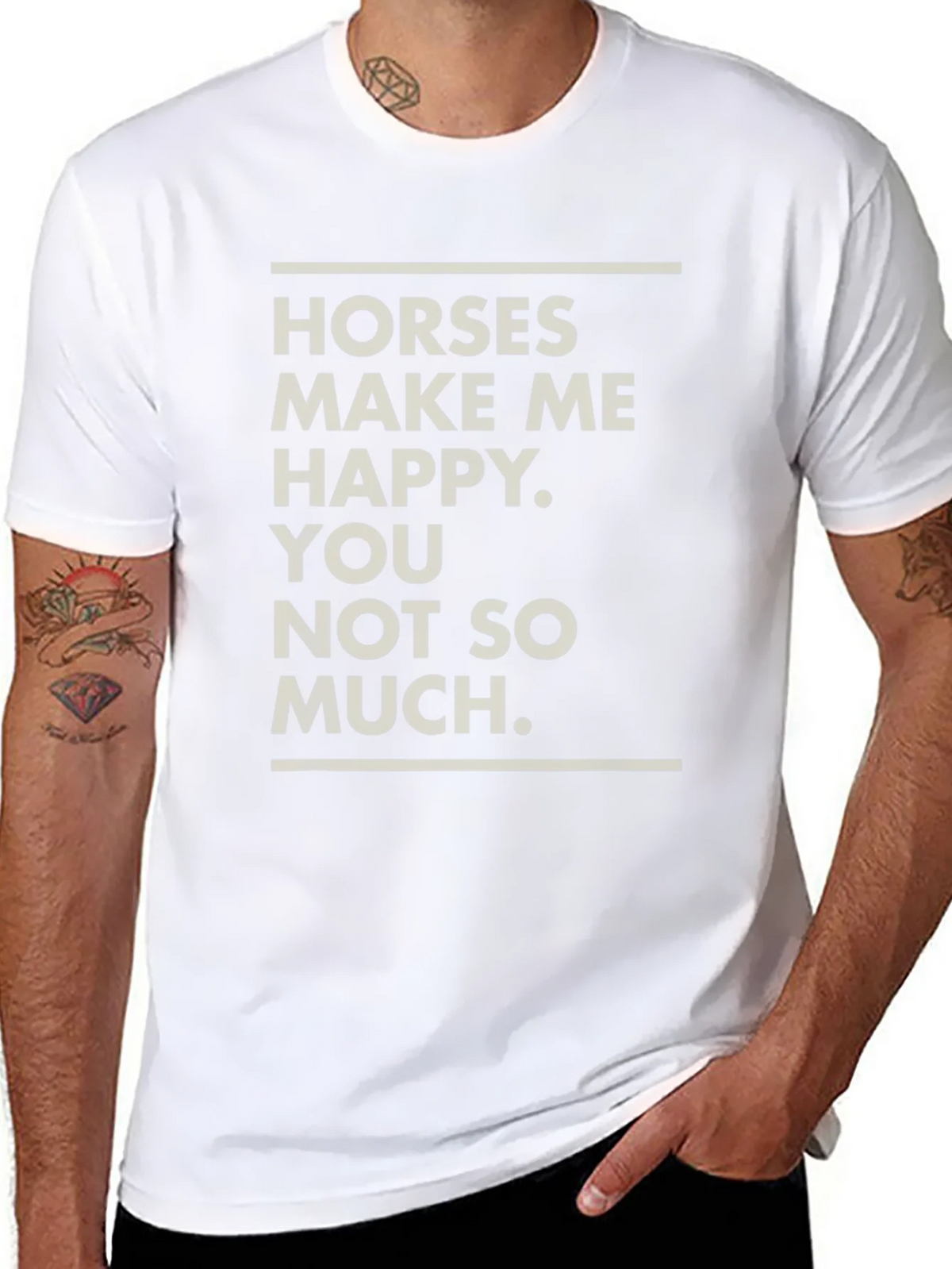 Horses Make Me Happy Funny Graphic Tee