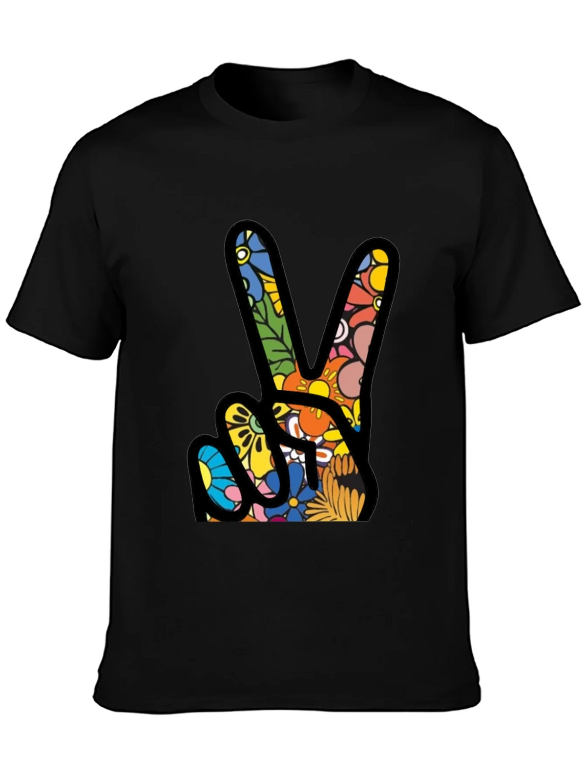 Peace Sign Floral Pattern T-Shirt
