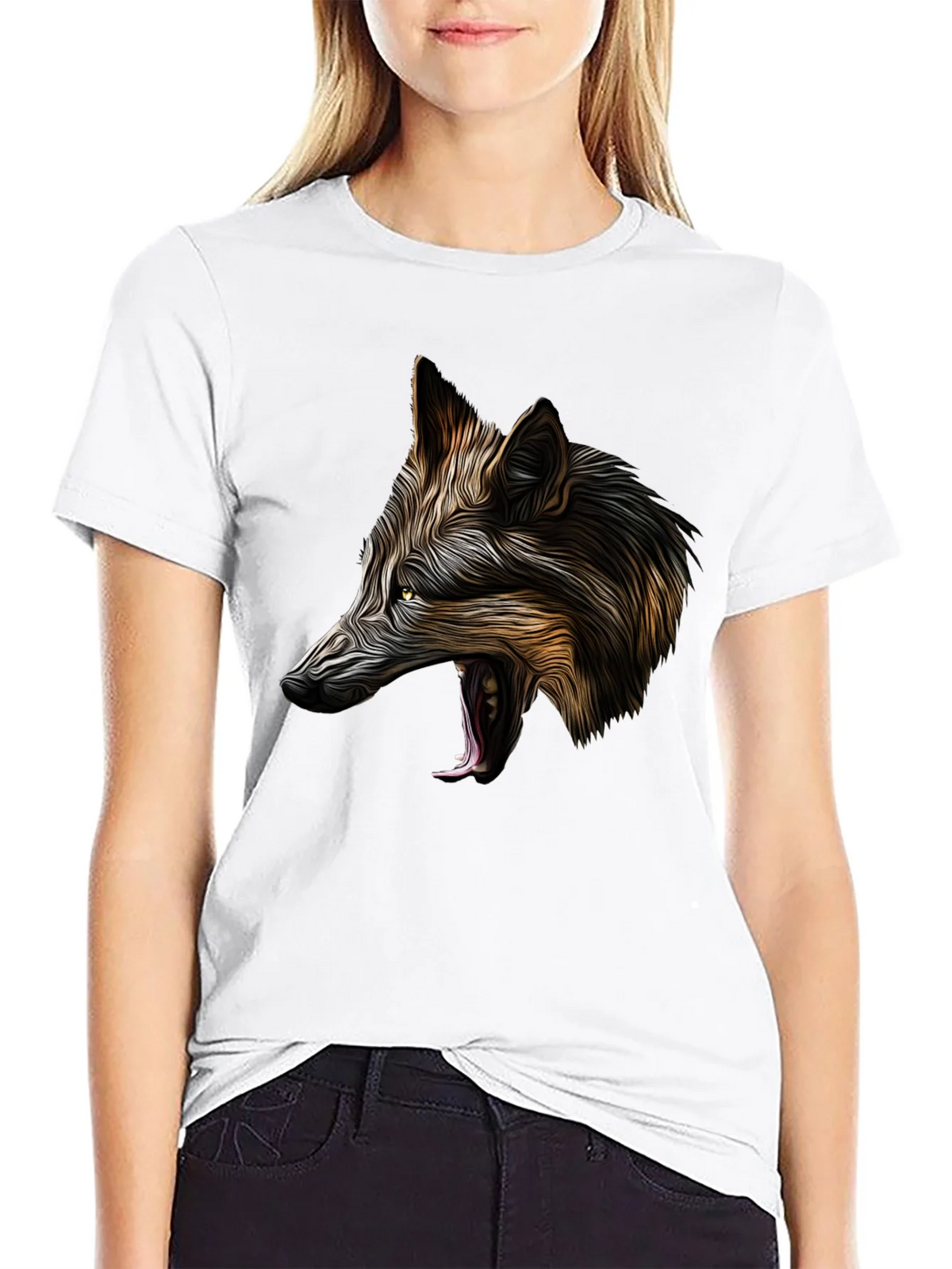 Wolf Graphic Black T-Shirt - Bold Animal Design