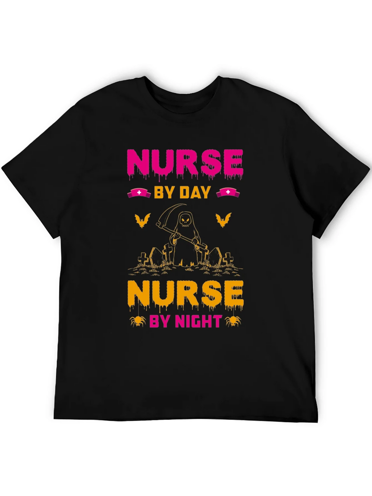 Nurse By Day By Night Black Graphic T-Shirt