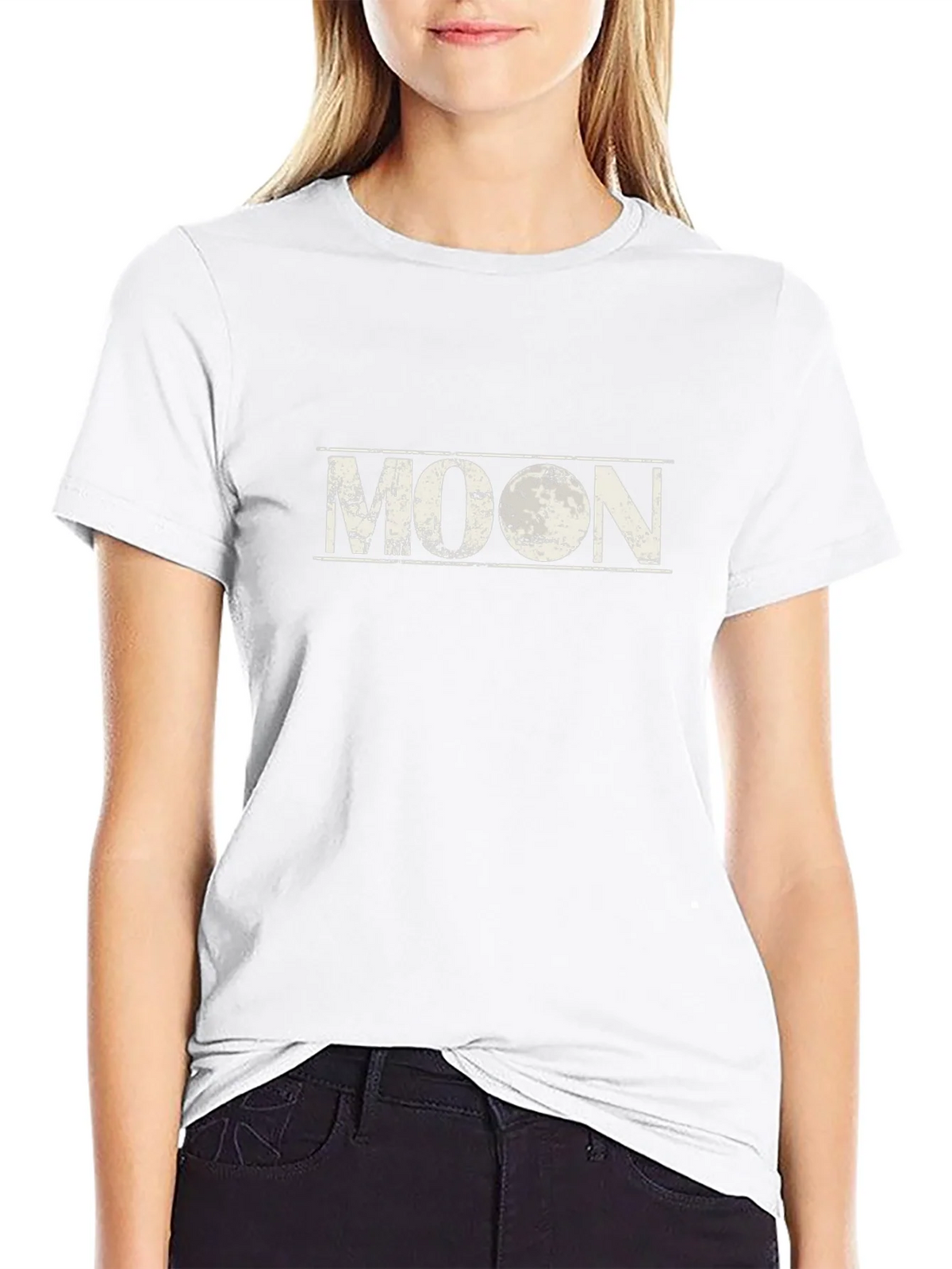 Distressed Moon Graphic Black T-Shirt