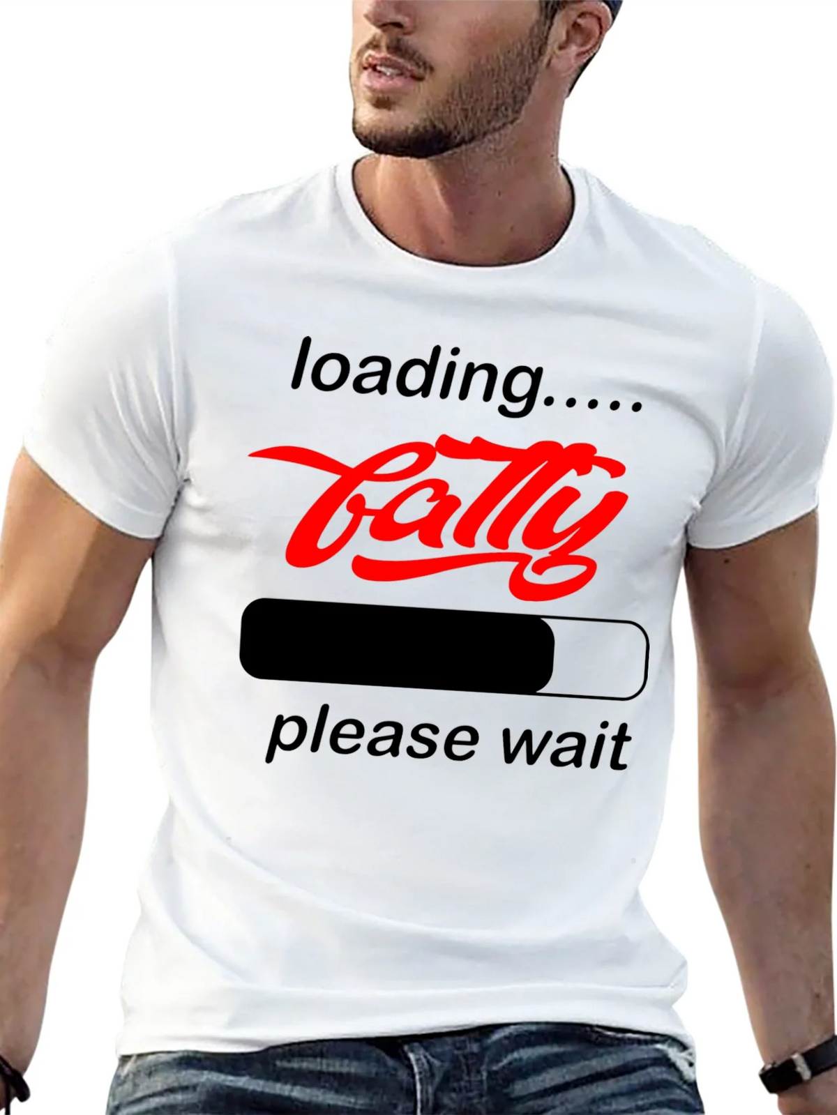 Funny Fatty Loading Graphic Tee - Please Wait T-Shirt
