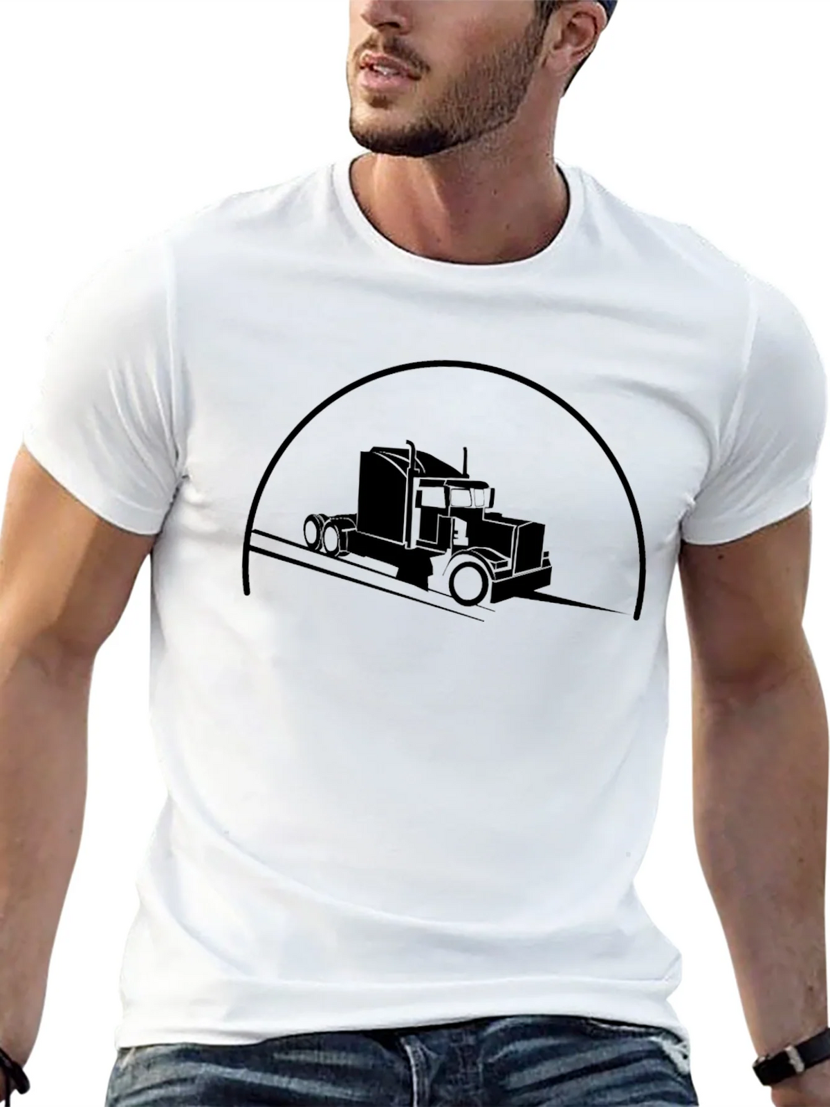 Trucker Silhouette Graphic T-Shirt - Classic Black Tee