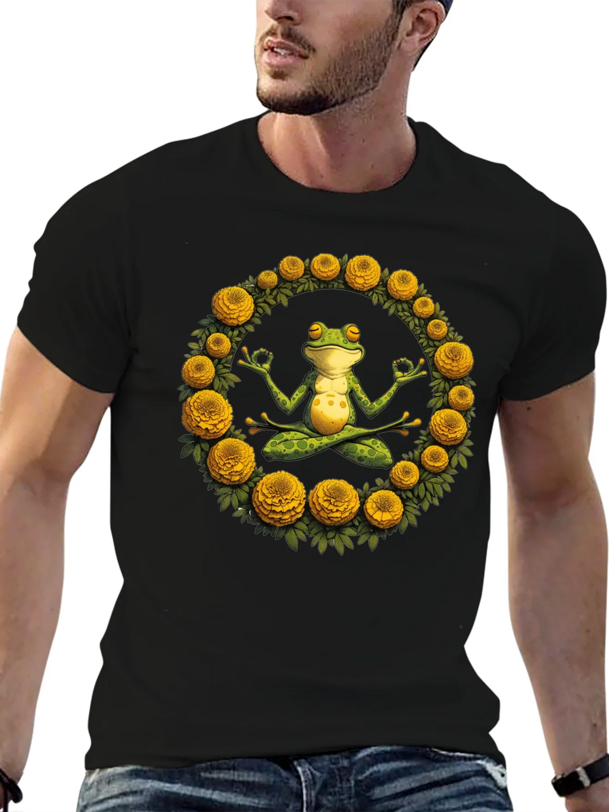 Zen Frog Yoga Graphic Tee - Black T-Shirt