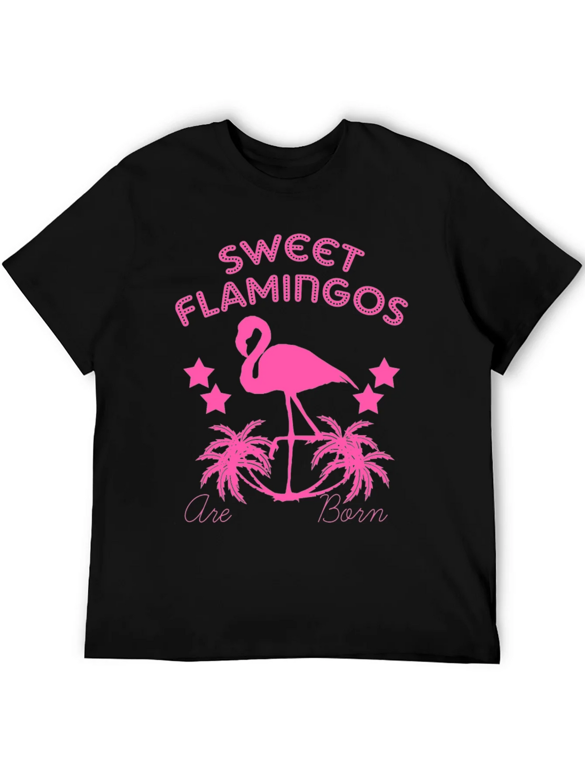 Sweet Flamingos Born Black T-Shirt