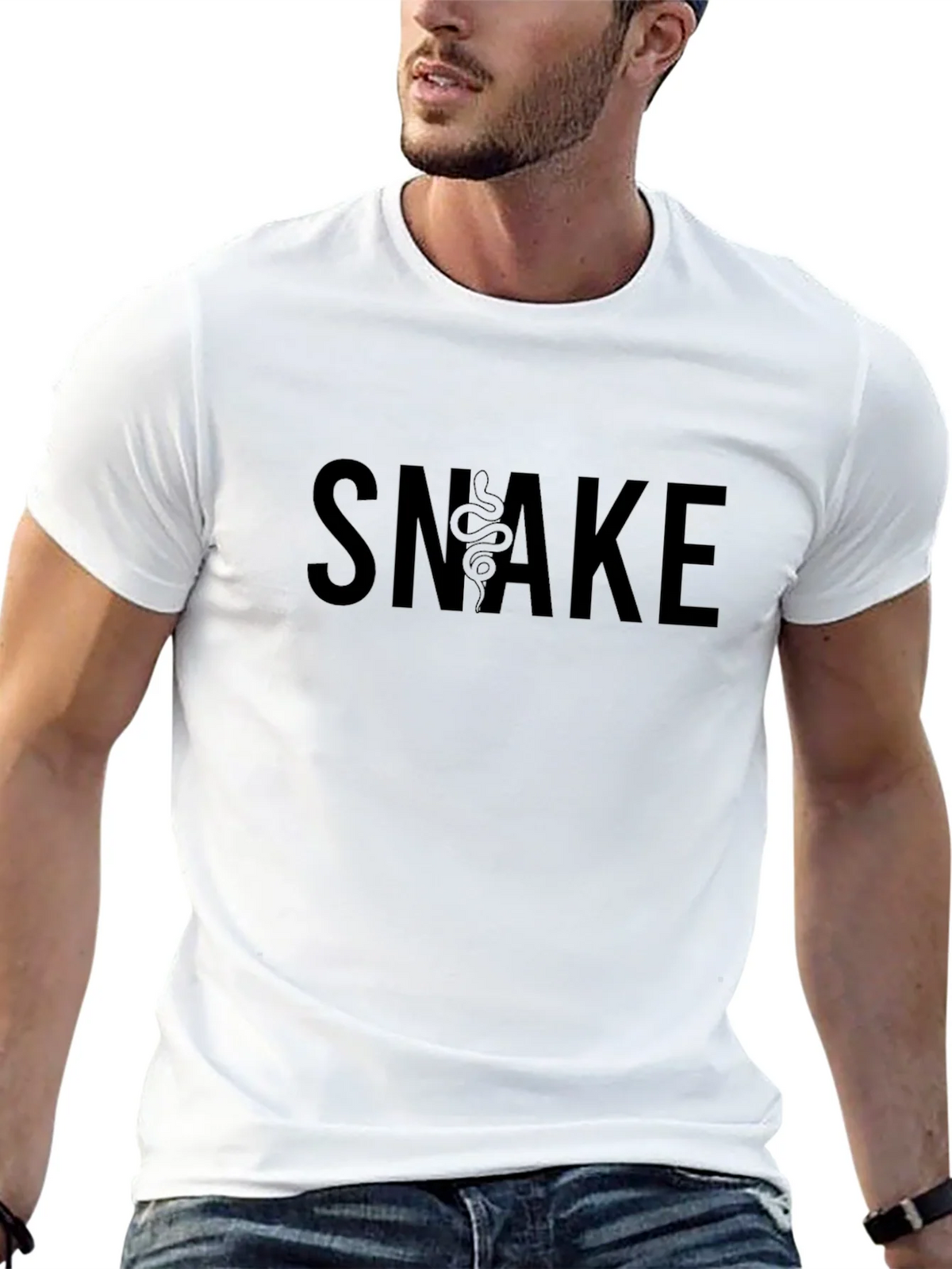 Snake Graphic Tee - Black Cotton Blend