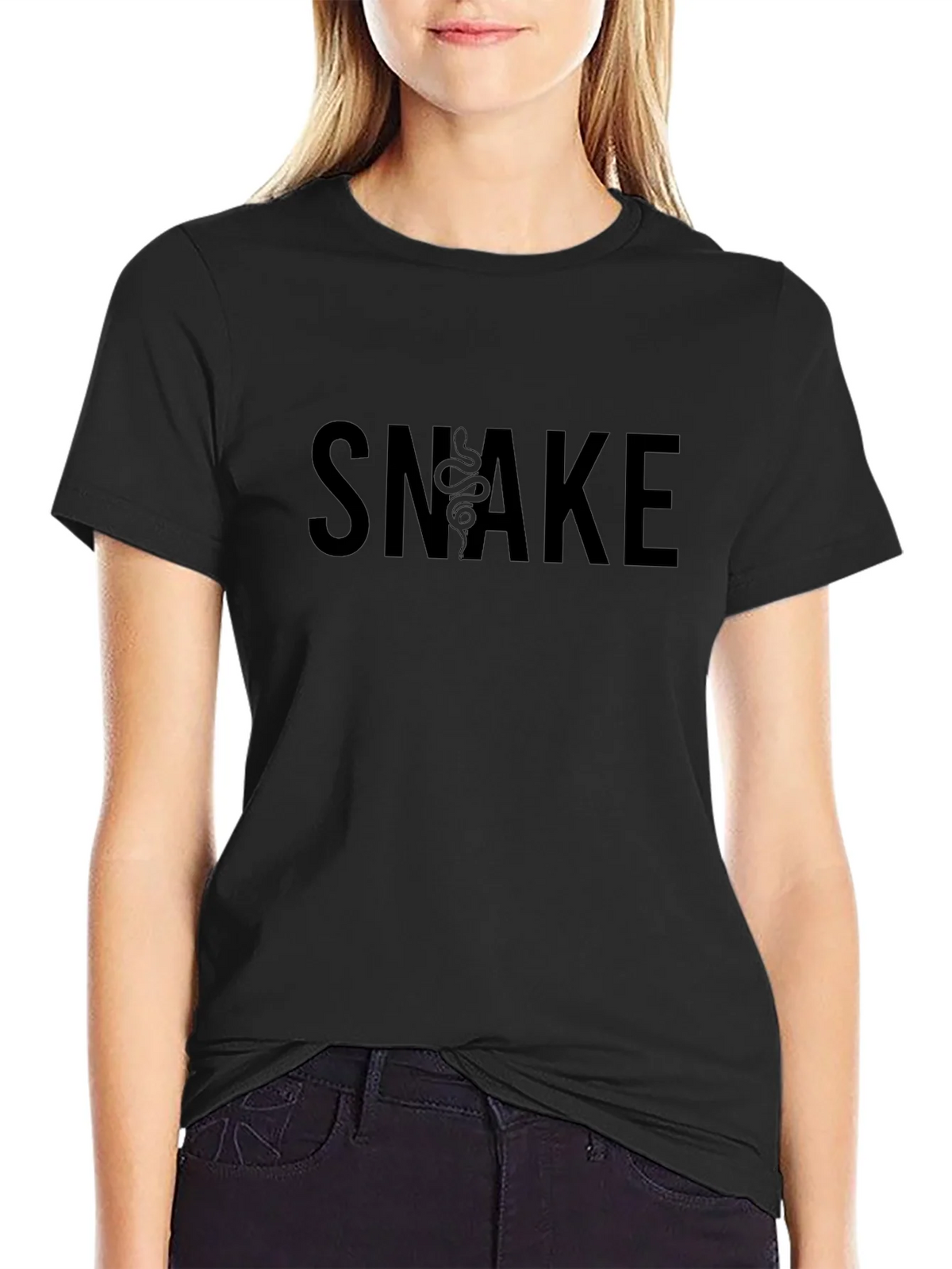Snake Graphic Tee - Black Cotton Blend