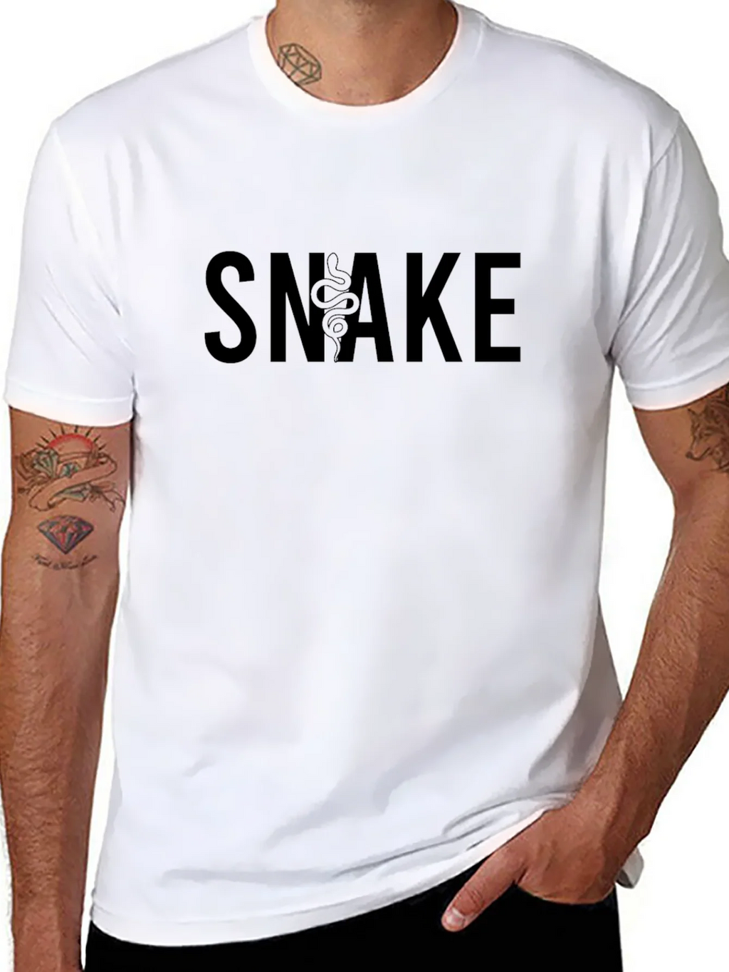 Snake Graphic Tee - Black Cotton Blend