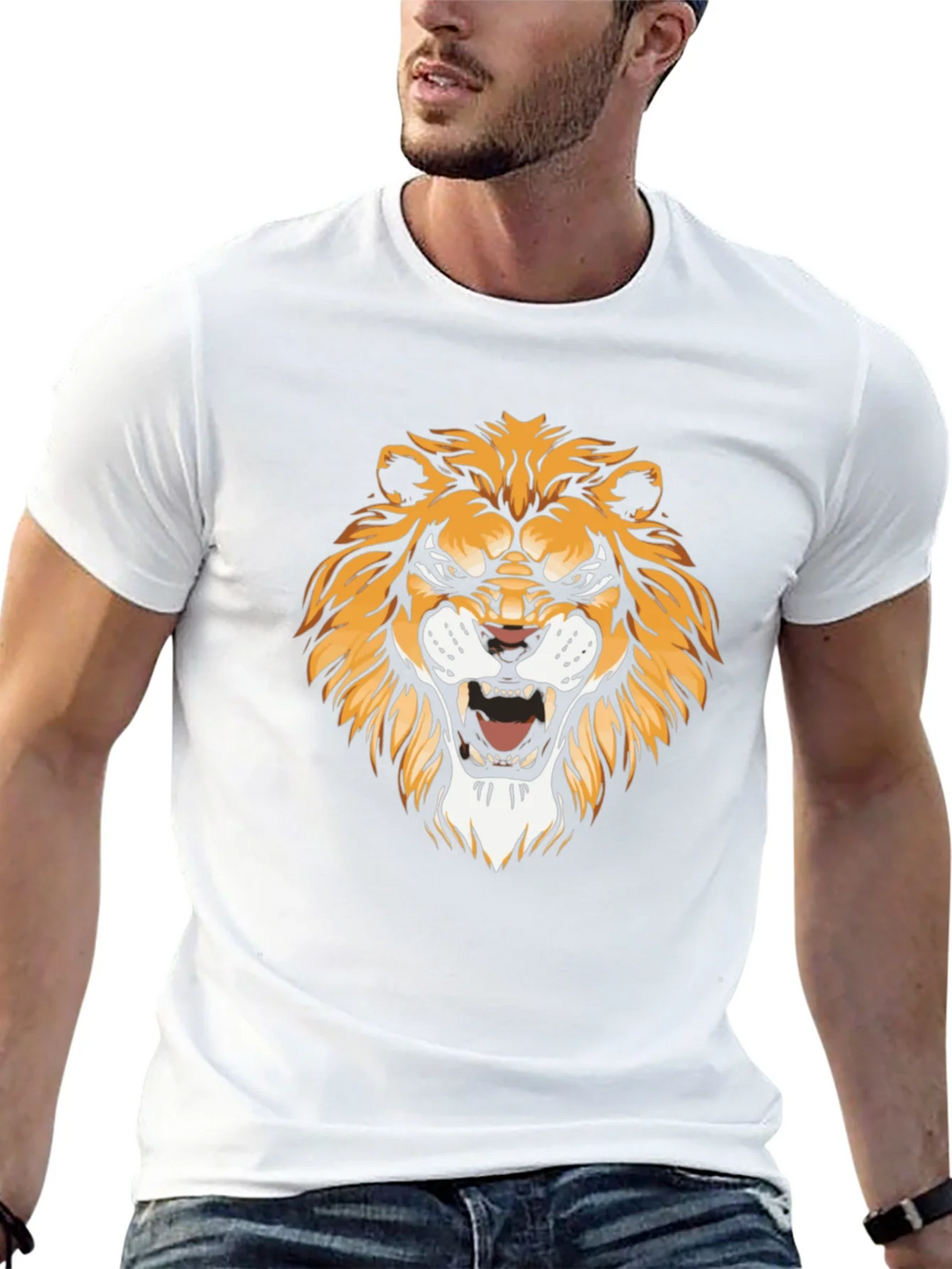 Mens Black Lion Graphic Tee