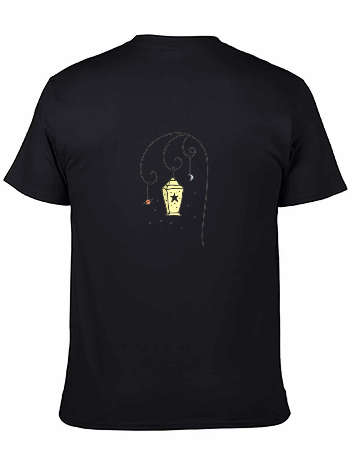 Stylish Black Tee with Lantern Graphic