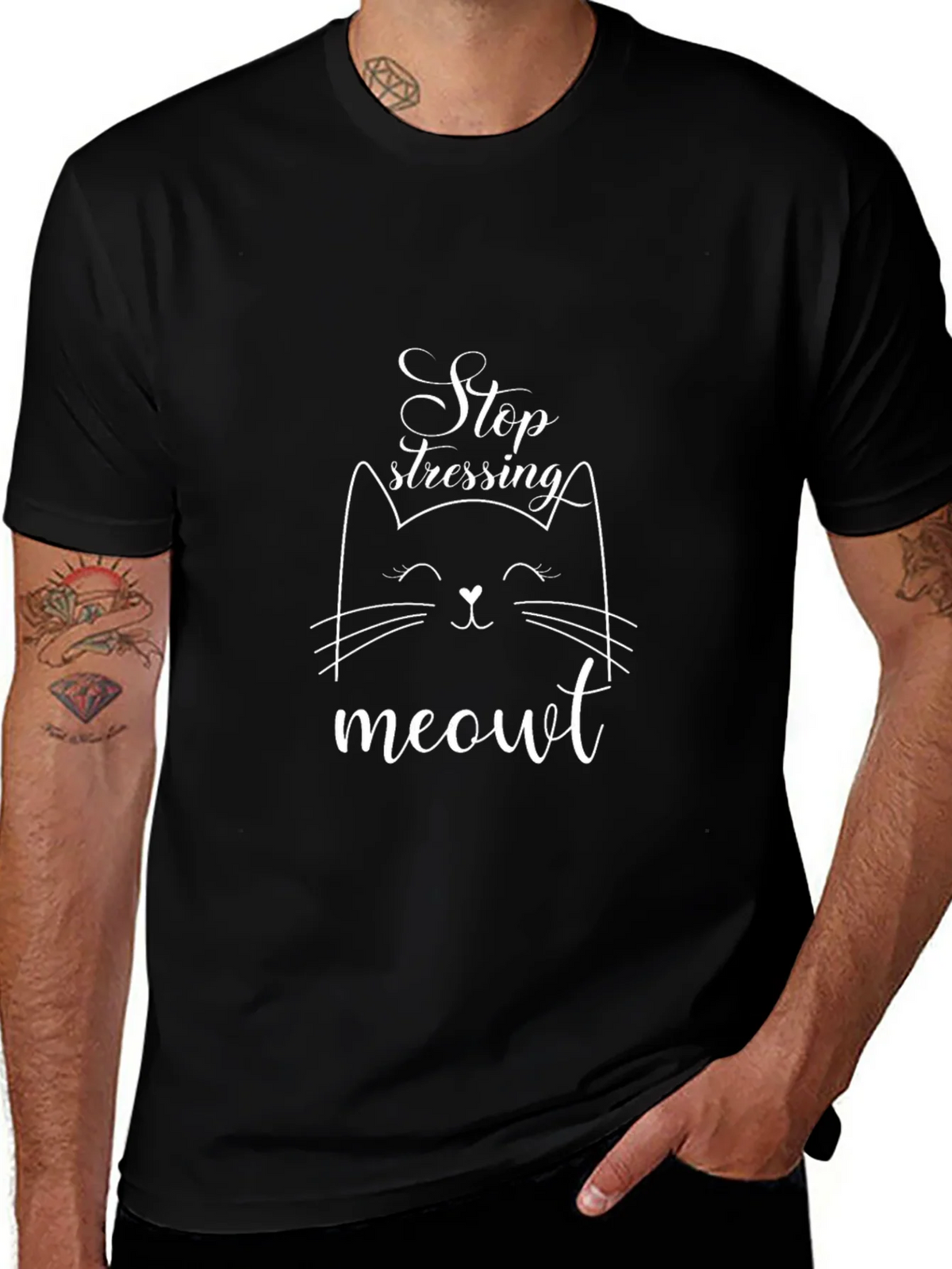Stop Stressing Meowt Black T-Shirt