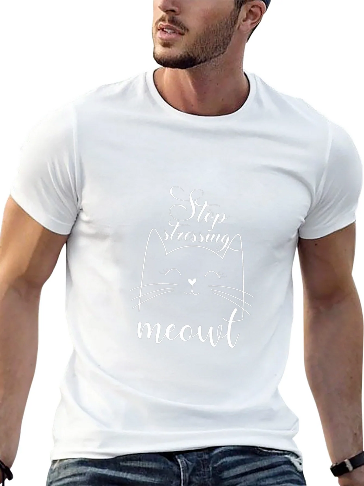 Stop Stressing Meowt Black T-Shirt