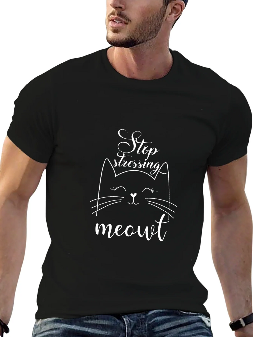 Stop Stressing Meowt Black T-Shirt