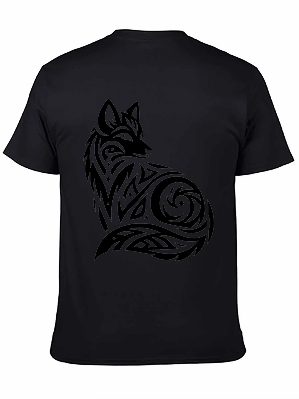 Tribal Fox Graphic Black T-Shirt